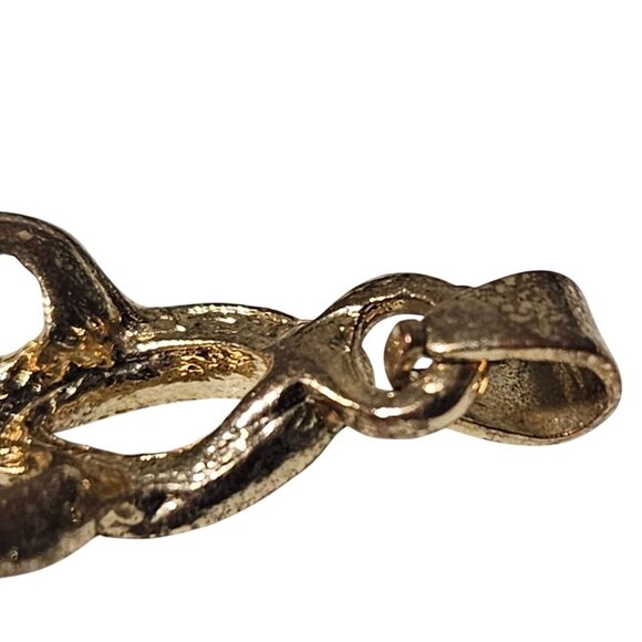 Elegant Gold Tone Crystal Infinity Pendant Faux Pearl Accent Classic Jewelry - Picture 3 of 4